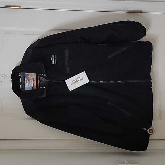 Outhere Size XXL Black Fleece Smart-Tex Hunting Jacket, Zipper Pockets, NEW - Picture 1 of 16